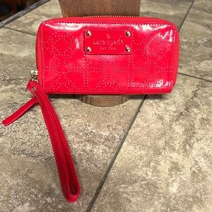 Kate spade red heart perforated wallet wristlet